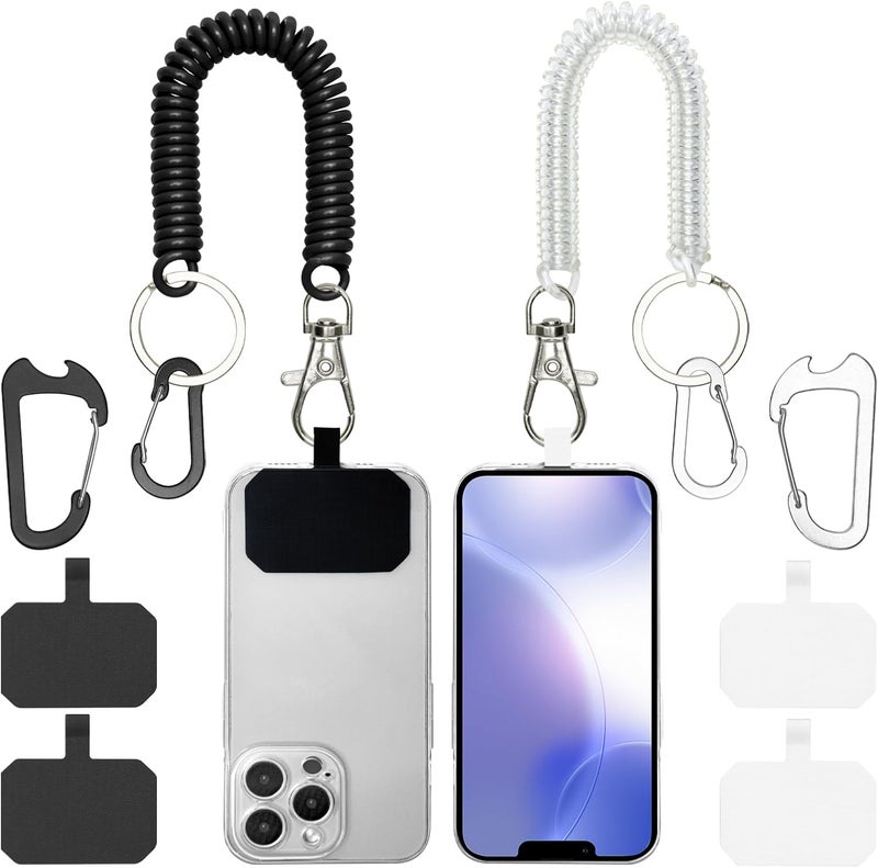 HOTEMIA Phone Tether Lanyard Anti Theft Phone Strap with Carabiner Anti-drop Outdoor Skiing Hiking Cycling fishing Climbing fit iPhone and Most Cell Phone (Black+Transparent) - Image 1